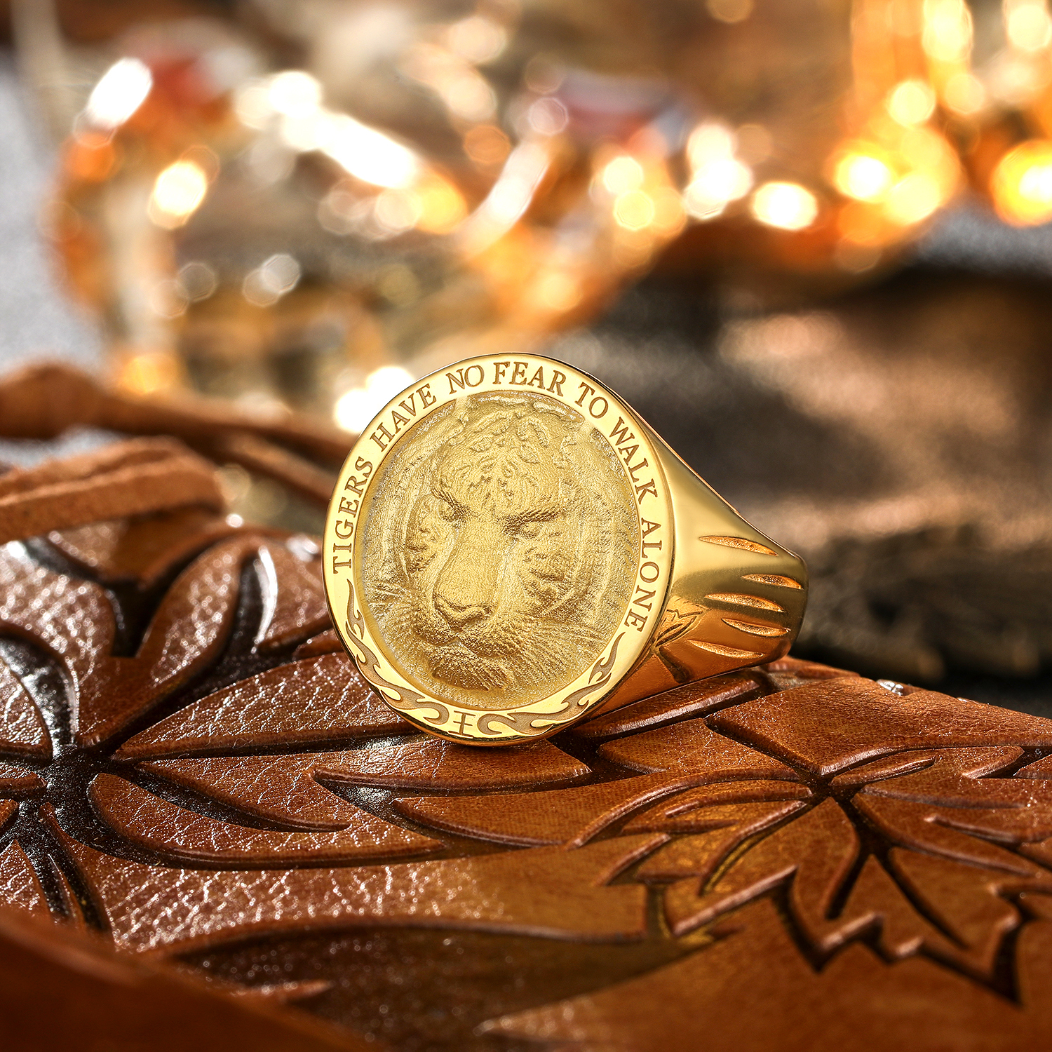 老虎黄金戒指纯足金高级感潮男戒