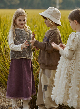 宝儿w女宝紫色牛仔半身裙，下摆毛边，百搭实穿，1723