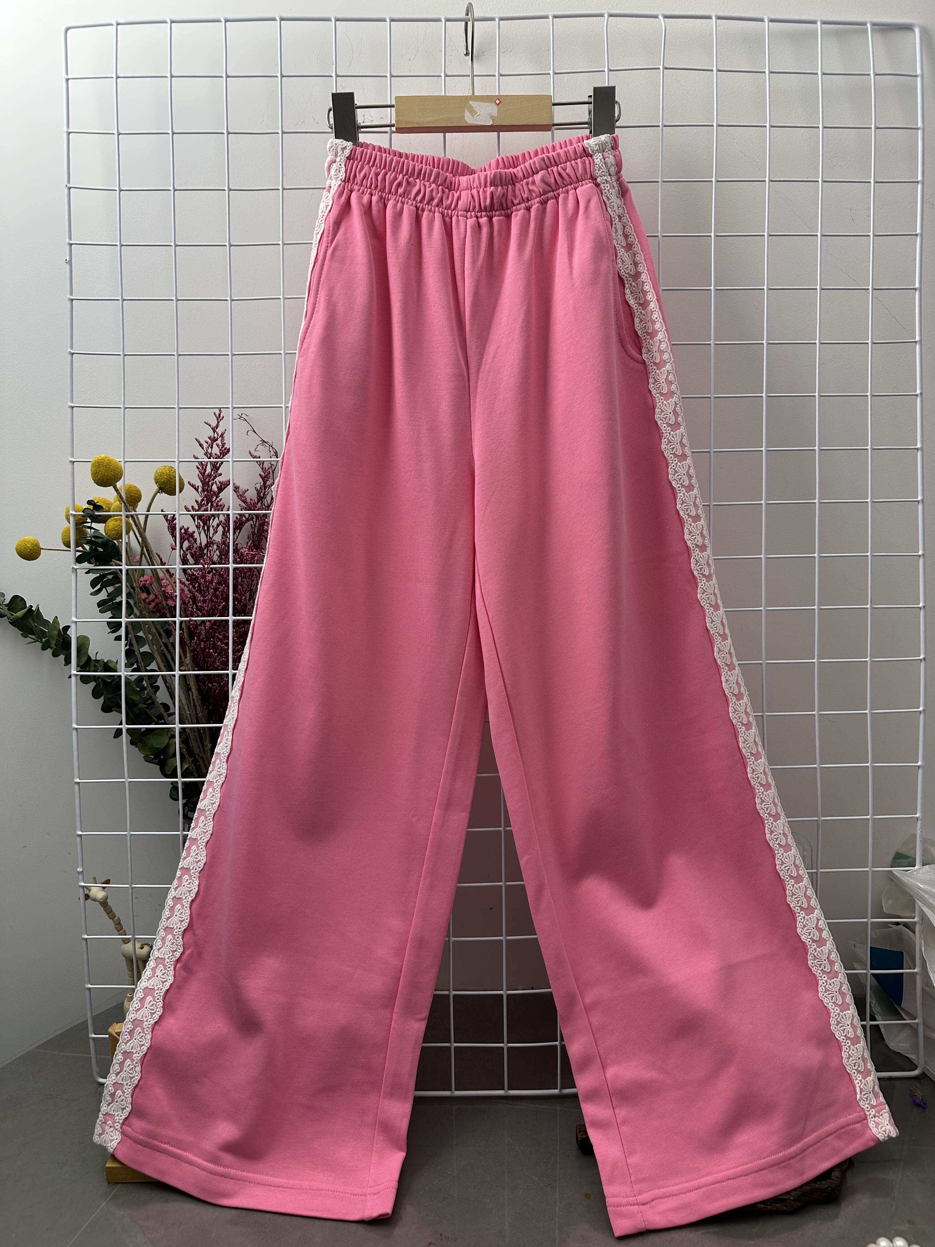 新款，欧bao女宝粉色花点针织长裤，毛圈阔腿卫裤，67058,童装/婴儿装/亲子装,裤子,淘宝优惠券,粉丝福利购,淘宝优惠卷