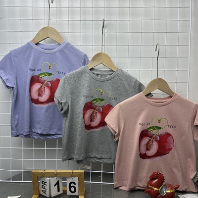 0586高端童装大品家小九，女宝短袖T恤，宽松版型，码数足