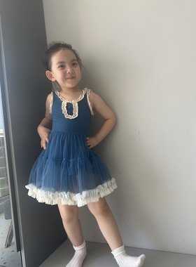 宝儿w蓝色连体泳衣，蓬蓬裙款式，身高加十拍，1583