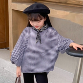 偏大 纯棉上衣 宝儿w格子衬衫 0958 特