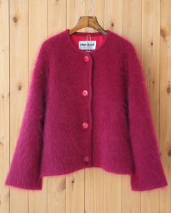 外贸样衣日本制 超柔长马海毛秋冬加厚保暖宽松复古毛衣开衫外套