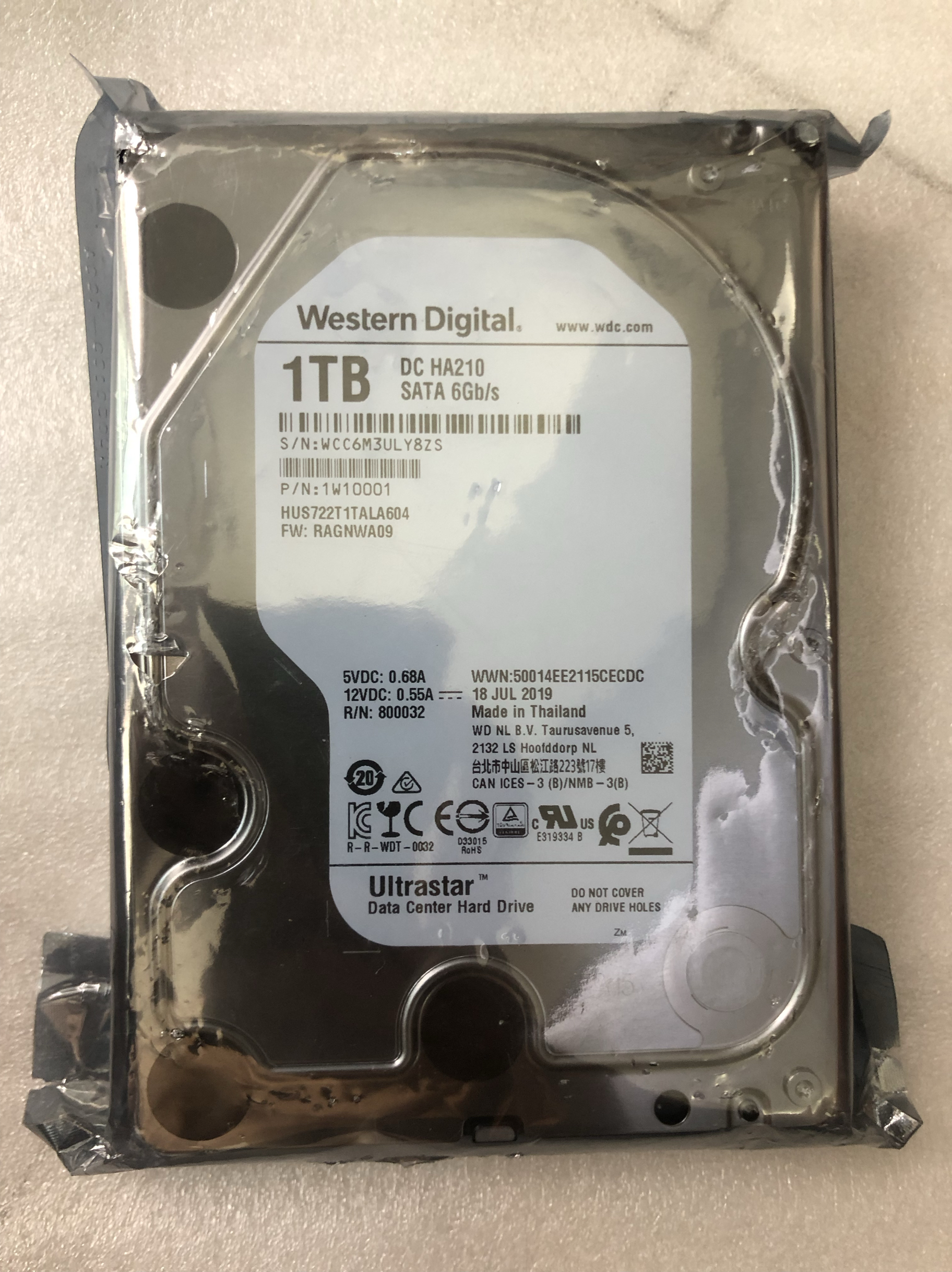 WD/西部数据HUS722T1TALA604原装PMR垂直3.5寸1T企业级服务器硬