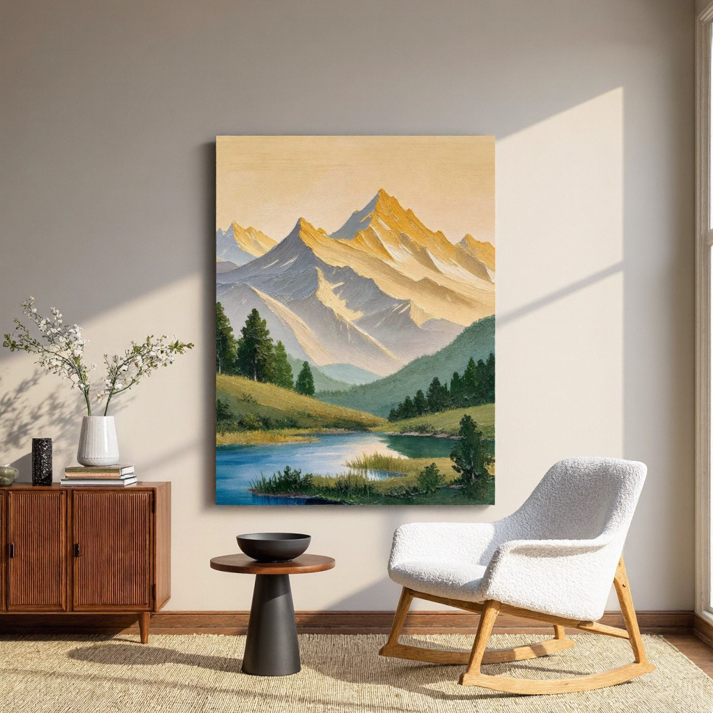 日照金纯手工山脉风景油画
