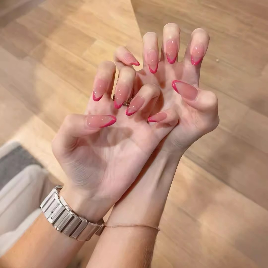 纯手工穿戴甲纯欲法式透粉裸色