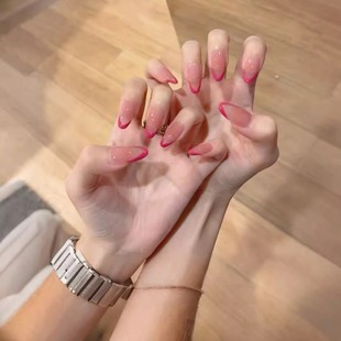 纯手工穿戴甲纯欲法式 透粉裸色气质渐变简约高级感可拆卸美甲贴片