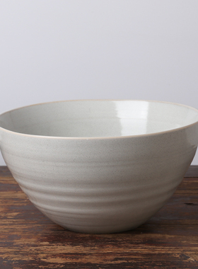 原单浅灰色窑变纹理晕染螺纹独特陶瓷北欧简约经典大汤碗陶瓷盆