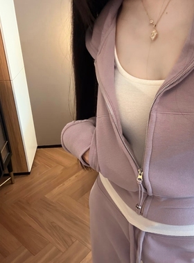 韩版时尚慵懒风运动套装女春季修身显瘦休闲卫衣直筒阔腿裤两件套