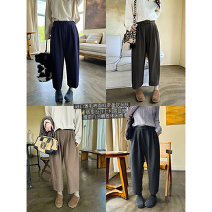 进口澳毛棉质肤感利落设计休闲百搭八分裤 女秋冬安妮森林 气质长裤