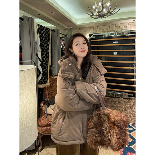 安妮森林连帽90白鹅绒羽绒服