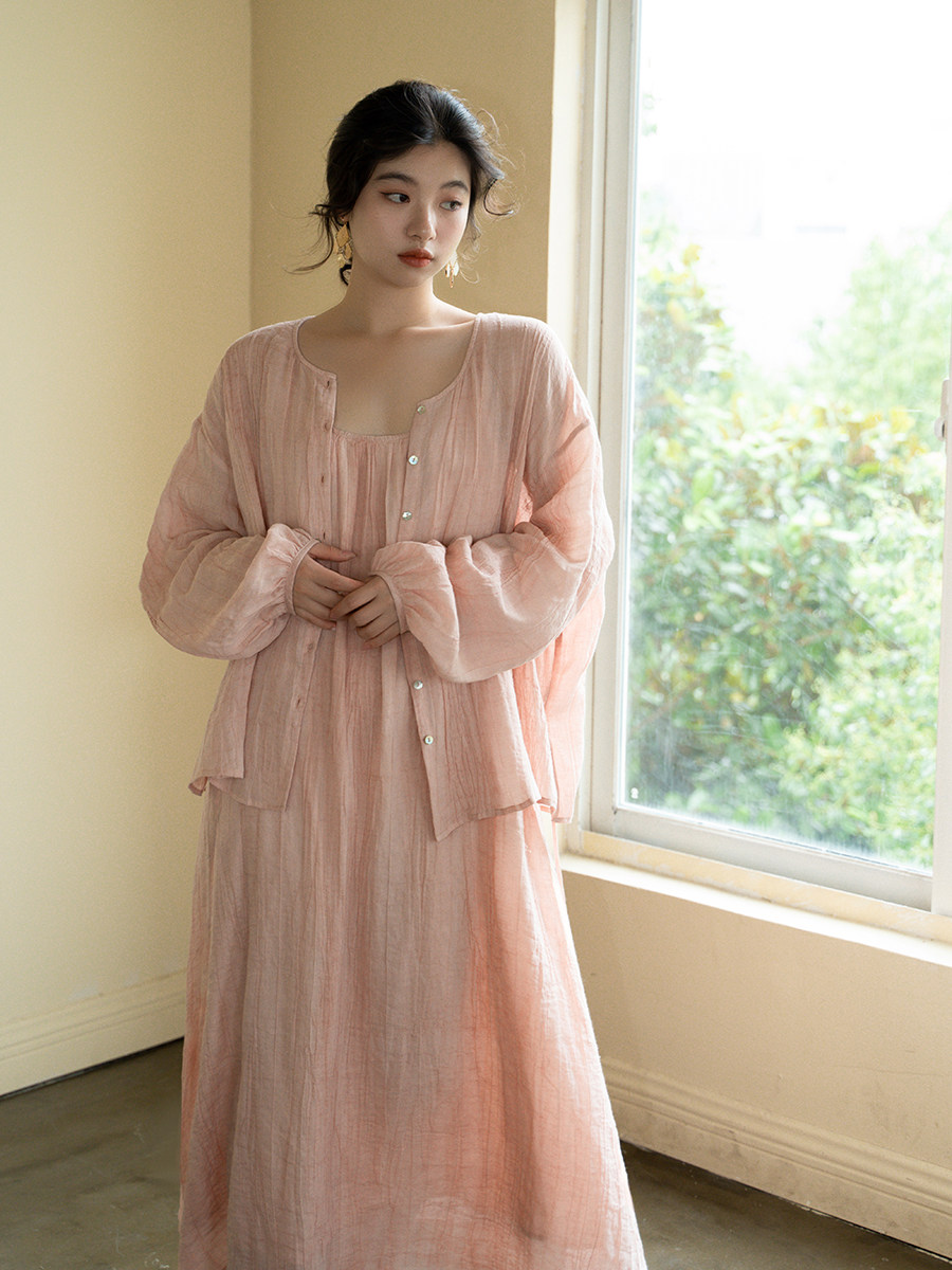 하이엔드 라인 프라이드 린넨 효소 워시 리치 링클 선스크린 린넨 가디건 셔츠 애니 포레스트 플러스 사이즈 여성 여름 의류