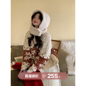 厚厚雪花点点套头毛衣安妮森林马海毛宽松慵懒风亲肤复古小众上衣