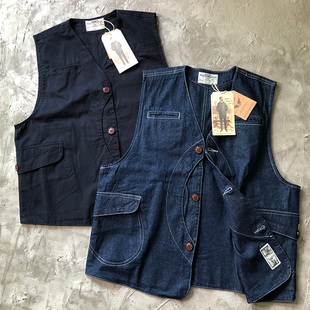 美式 背心阿美咔叽 复古vintage帆布军事钓鱼多口袋牛仔马甲猎工装
