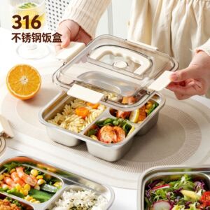 开学季316不锈钢保鲜盒食品级学生分格午餐盒可微波炉加热便当盒