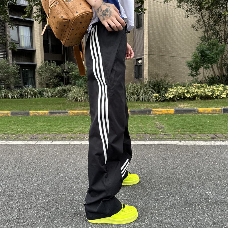 站在雾里美式垂坠感条纹运动休闲裤男女潮流直筒阔腿户外冲锋裤子,女装/女士精品,休闲裤,淘宝优惠券,粉丝福利购,淘宝优惠卷