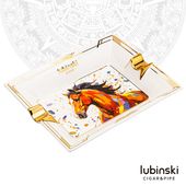 鲁宾斯基2026马年纪念款 礼盒 陶骨瓷雪茄烟灰缸两槽高档持灰器时尚