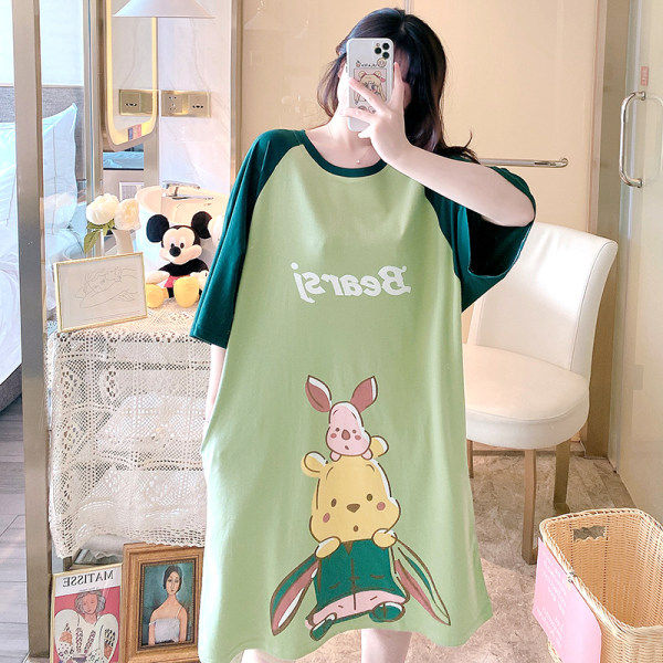 300斤特大码睡裙女胖MM200斤夏季加肥加大短袖纯棉短袖睡衣家居服