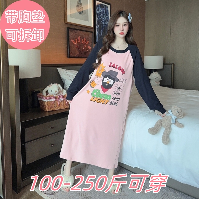 秋冬季特大码250斤德绒睡裙女