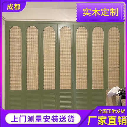 藤编柜门衣柜门h定制鞋柜平开门屏风隔断移门推拉折叠门拱形藤编