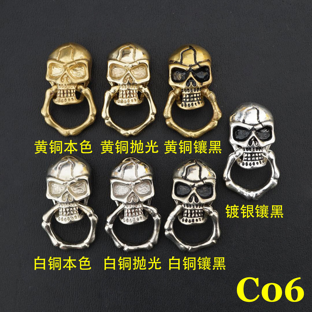 顺记五金 C06 极度粗犷 带环骷髅咬环 纯铜财布扣 钱包扣 热销