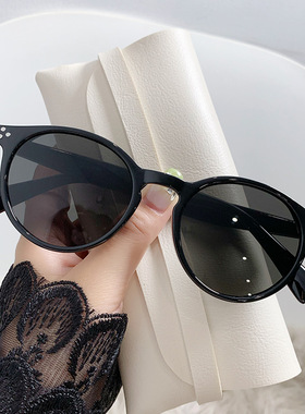 猫眼墨镜女小圆框2024新款韩版超轻圆框防紫外线太阳镜显瘦开车潮