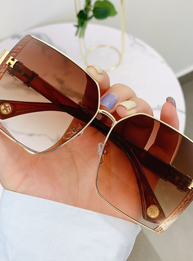 新款女士切边太阳镜时尚抖音网红素颜大方框太阳眼镜潮款遮阳墨镜