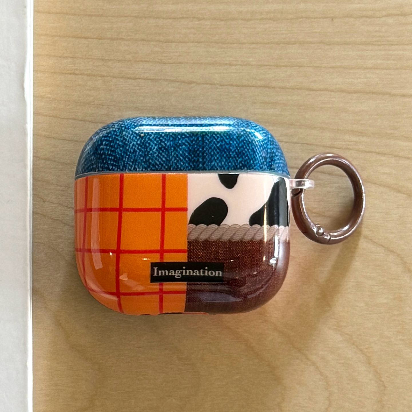 卡通秋冬撞色格纹适用于苹果airpods pro1代2代3代耳机壳保护套4代牛仔胡迪pro3