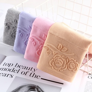 3条 棉提臀高腰压花大码 4条女内裤 高腰收腹裤 女士 女纯棉内裤 2条