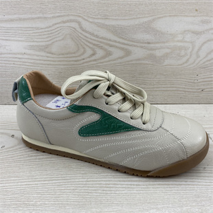 拼色平底舒适女单鞋 真皮德训鞋 时尚 女系带牛皮休闲运动鞋 2026春款