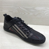 拼色学生板鞋 断码 男鞋 真皮头层牛皮圆头平底舒适系带时尚 鞋 特价