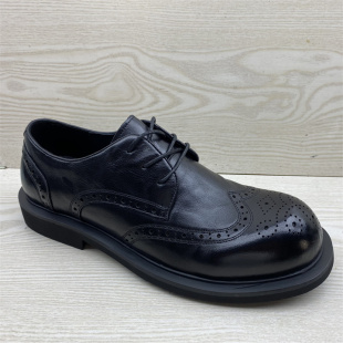 特价 商务男皮鞋 真皮男鞋 圆头系带布洛克头层牛皮正装 2025新款 断码