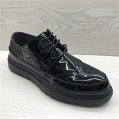 鞋 男单鞋 特价 真皮头层牛皮春季 断码 黑色简单大气漆皮时尚 男鞋 新款