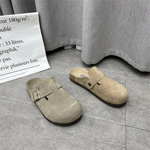 真皮女鞋 特價 鞋 新款 外穿日常舒適百搭后空包頭女半拖鞋 夏季 斷碼