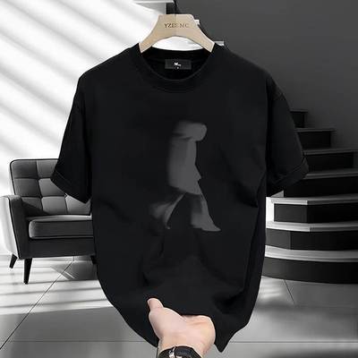 【高品质男装】纯棉潮牌重磅短袖t恤创意印花修身圆领男士上衣ins