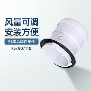 RUDE中央新风系统通风管75PE白色带风量调节阀机箱分支器连接件
