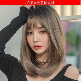 假发女中长发减龄气质梨花头逼真自然遮盖造型伪娘网红锁骨发短发