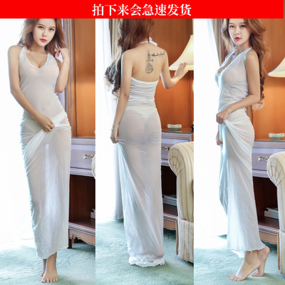 垂感薄抖音性感透视长裙晚礼服