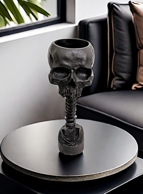 跨境新品万圣节骷髅头花瓶多肉绿植创意花园盆栽装饰鬼节树脂摆件