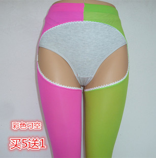 春秋吊带ab双色拼接糖果不对称彩色鸳鸯天鹅绒打底连裤女丝袜开档