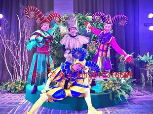 巡游杂技派对 来图定制主题乐园圣诞节巡演出服圣诞老人小丑服装