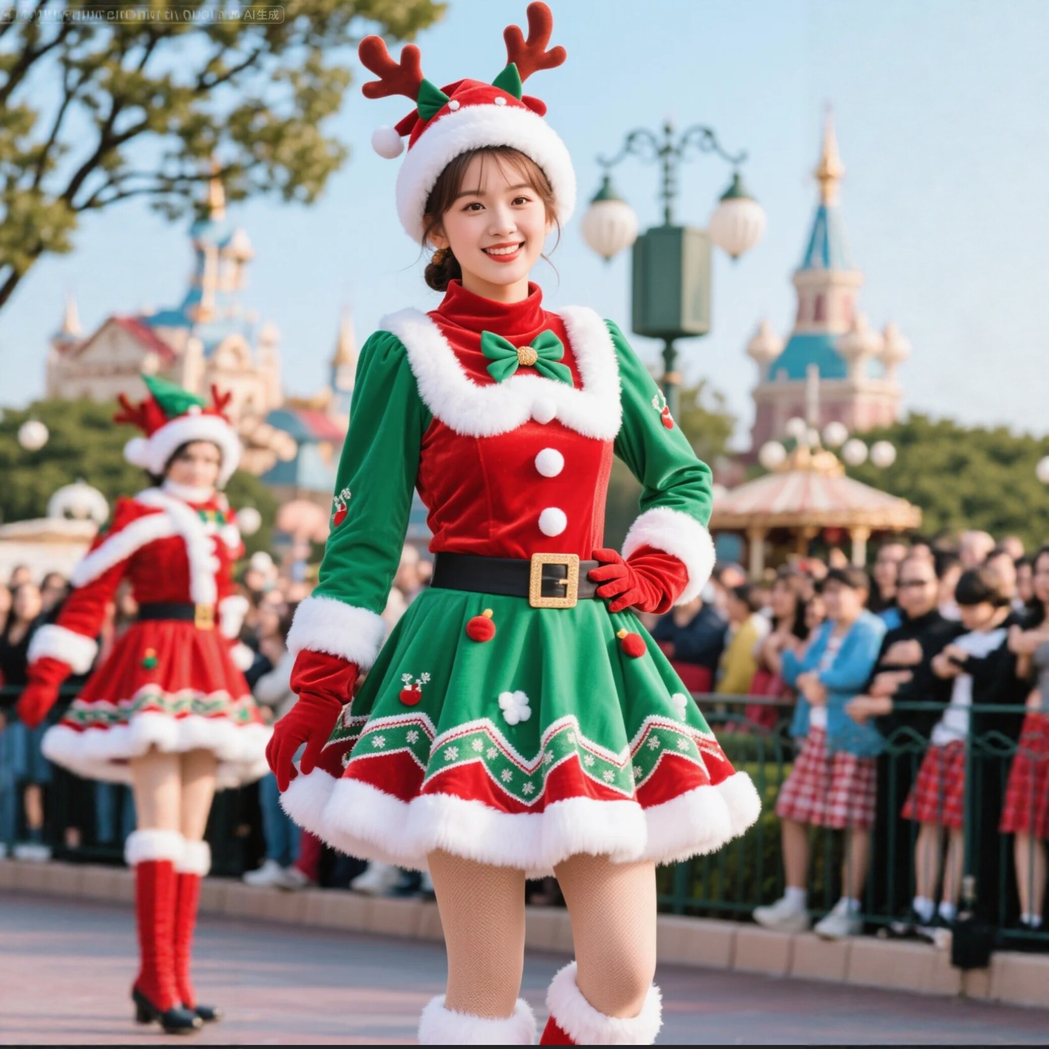 圣诞节服装成人女圣诞树角色扮演舞台演出/舞蹈服装定