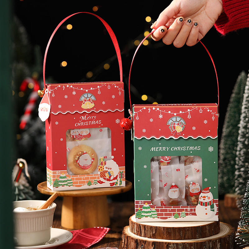 手提圣诞礼物包装盒礼盒空盒子烘焙饼干点心糖盒开窗礼品盒伴手礼