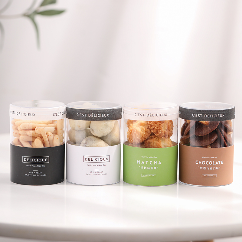 圆形透明点心饼干包装盒曲奇玛格丽特糖霜奶枣糖果烘焙可爱密封罐