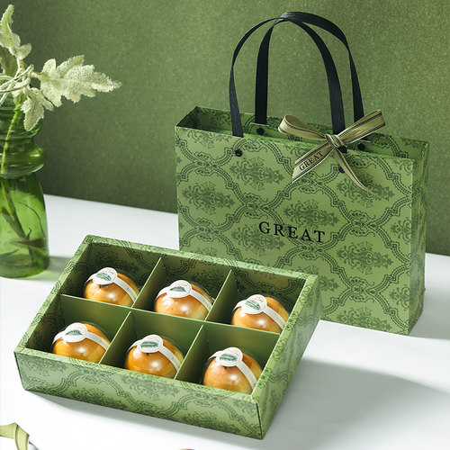 绿色花纹高档精致小礼盒空盒