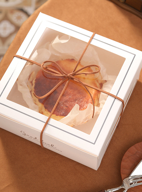 白色透明开窗小蛋糕盒4寸方形巴斯克戚风杯子纸杯生日蛋糕包装盒