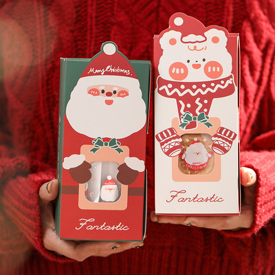 圣诞饼干盒卡通开窗点心包装盒