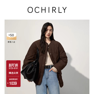 OCHIRLY欧时力 高弹中长羽绒服外套女士流行休闲保暖秋冬