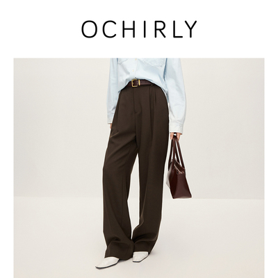 OCHIRLY欧时力花呢直筒西装长裤