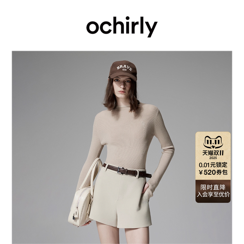 OCHIRLY欧时力 红外线发热澳洲美丽诺羊毛毛衣女软糯高级秋冬尖货